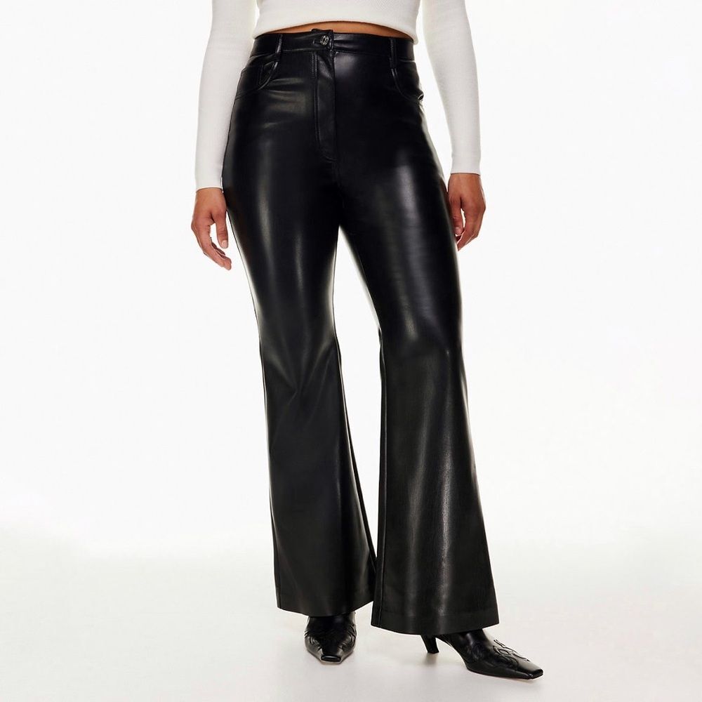 NWT Aritzia The Melina™ Flare High-waisted Vegan Leather Flare Pants Black Sz 0